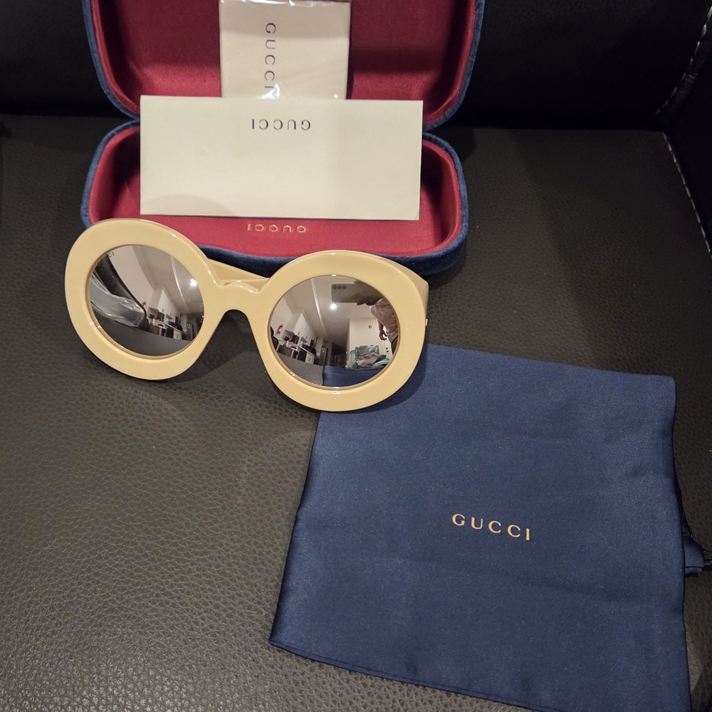 Gucci Oversize Beige Round Sunglasses